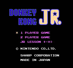 Donkey Kong Jr. + Jr. Sansū Lesson title screen for Famicom